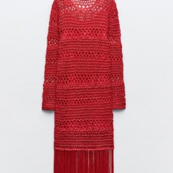 NWT Zara Crochet Fringe Dress Sz. L - Picture 3 of 4